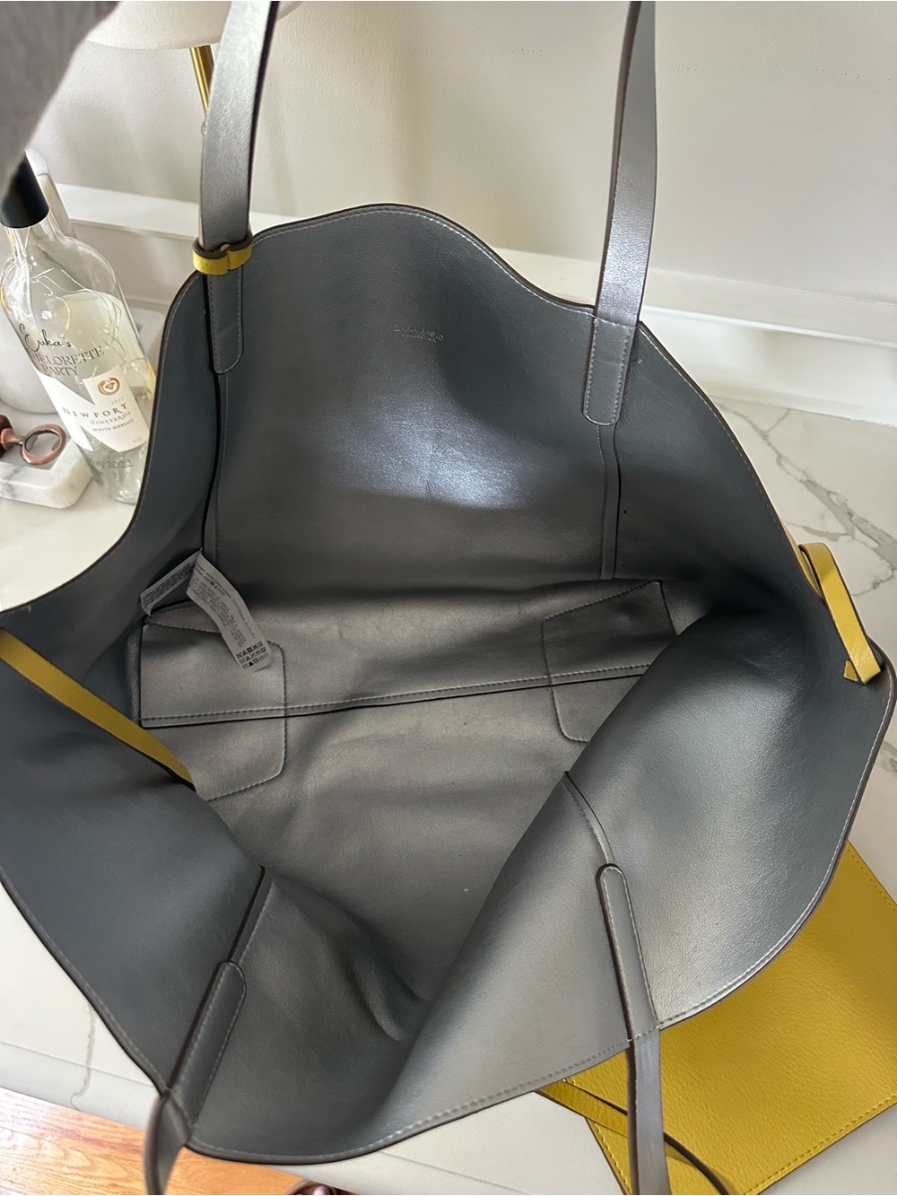 Zara Reversible Yellow Tote Bag with Pouch - Picture 2 of 2